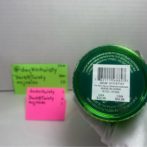 BNWT 1 STARBUCKS 2023 BRIGHT SHINY METALLIC GREEN STUDDED 16OZ TUMBLER C… - Picture 8 of 13